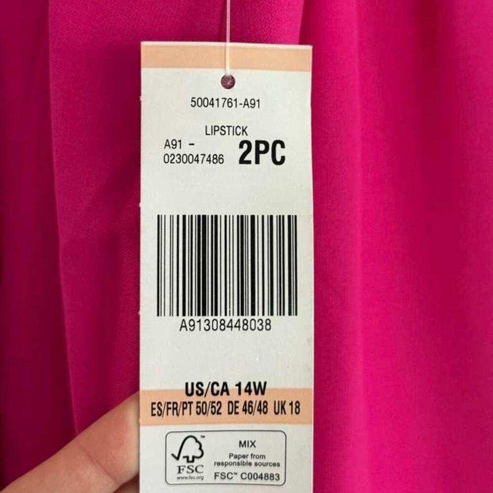 Le Suit 2 Piece Skirt Suit Set Pink Fuchsia Blazer Jacket Pencil Skirt 14W NWT - Picture 7 of 13